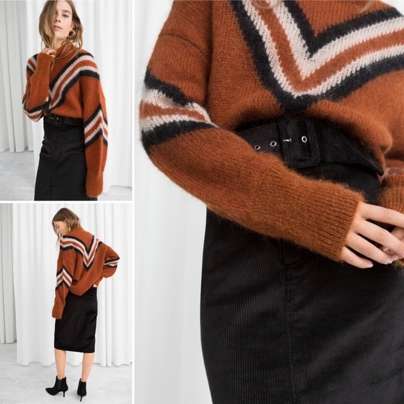 & Other Stories Sweaters - & Other Stories Varsity Mock Neck Mohair Sweater